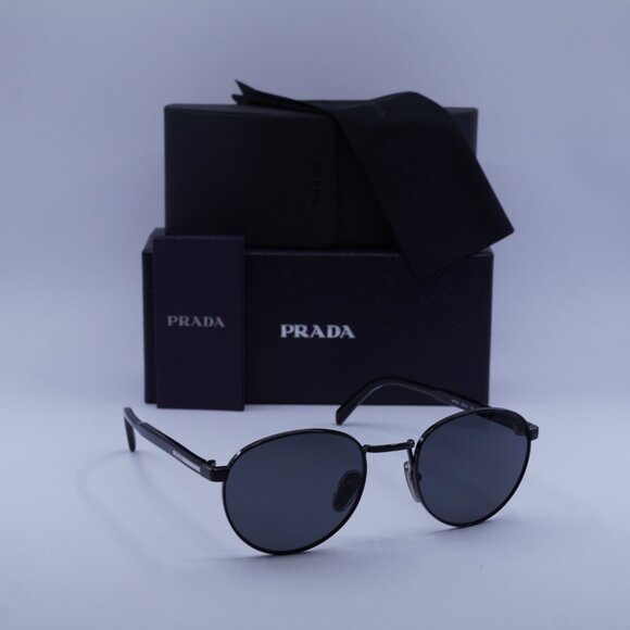 Prada PRB51S 1AB5Z1 Sunglasses Black Round Frame, Black Polarized Lenses - Picture 10 of 10